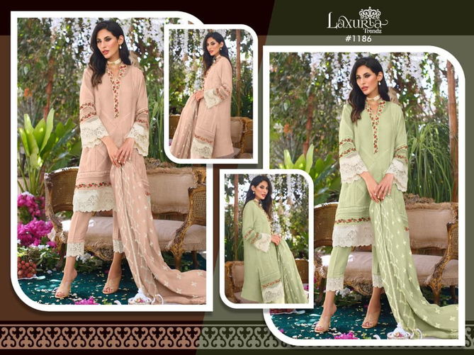 Laxuria Trendz 1186 New Exclusive Wear  Georgette Top Pant And Dupatta Readymade Collection